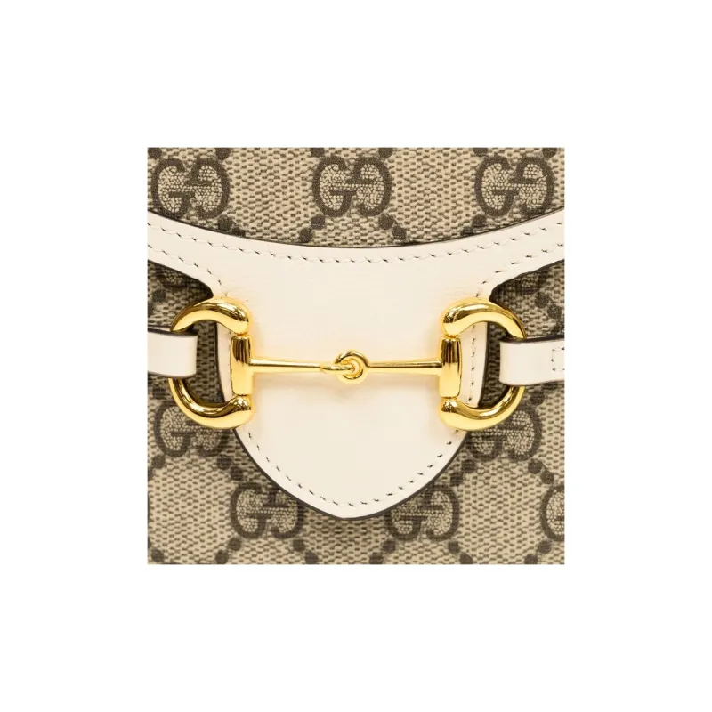 GUCCI Horsebit 1955 Logo Canvas Mini Phone Bag Box Shoulder Bag Beige-4