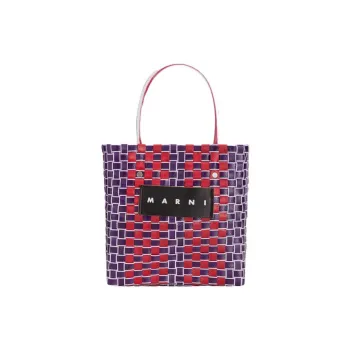 MARNI Polypropylene Plastic Tote Bag Shopping Bag Basket Bag Handbag Small Size Women's Red Blue Multicolor