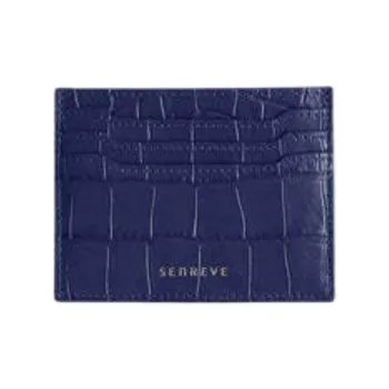 SENREVE Crocodile Pattern Embossed Leather Wallet Women's Ocean Blue With Gold Accents