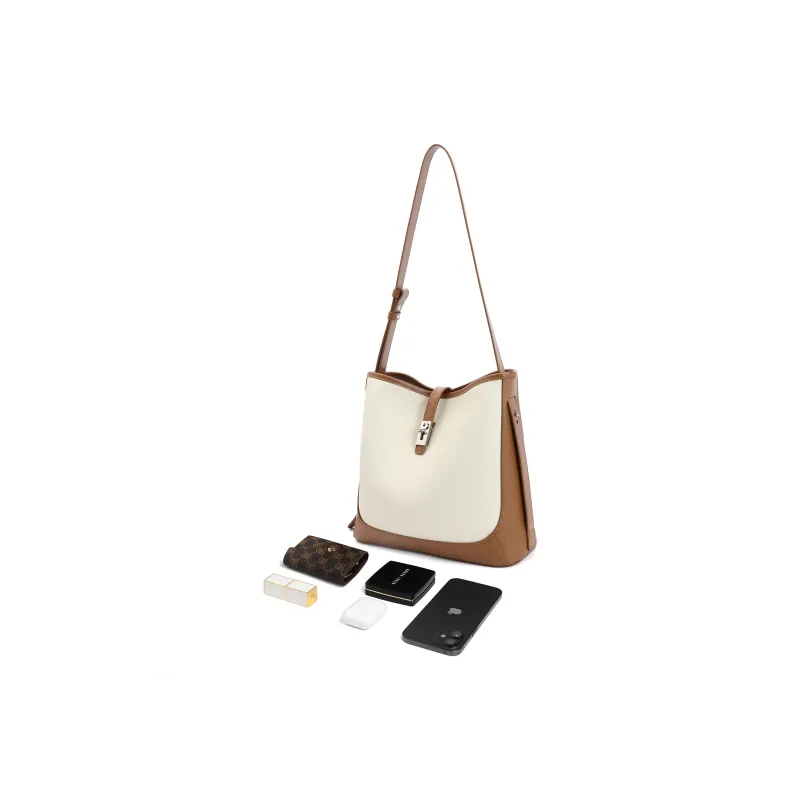 BELLE Premium Texture Shoulder Bag Medium Size Women's Solid Color Plain-9