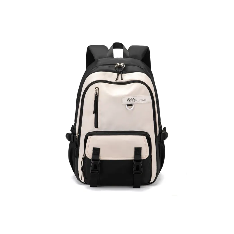 BOBDOG Polyester Backpack Student Backpack Travel Bag Hiking Bag Large Size Unisex Pure Black White/Burgundy-4