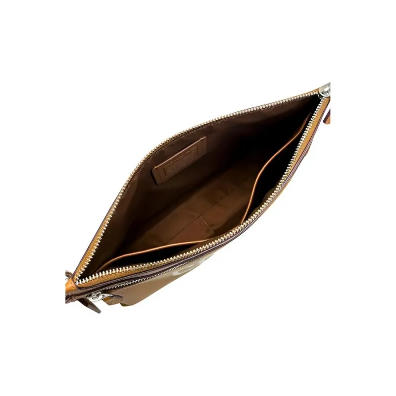 COACH Cow Leather Clutch Men's Light Brown-5