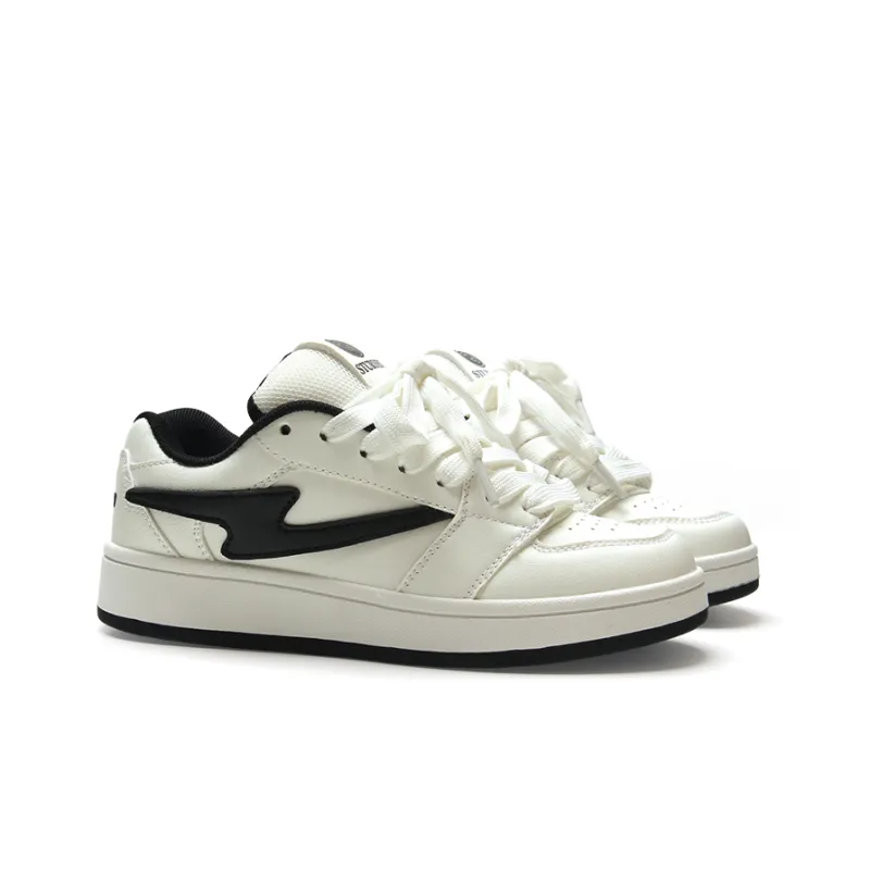 STUR YSN Wear resistant And Lightweight Low Top Skateboard Shoes Unisex White Black-4