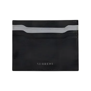 SENREVE Full Grain Italy Version Leather Wallet Women's Black & Silver