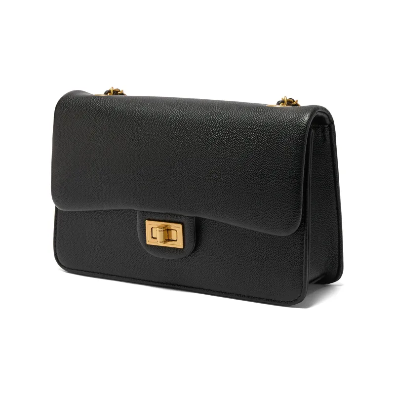 BELLE Premium Texture Crossbody Bag Medium Size Women's Black/Beige-1