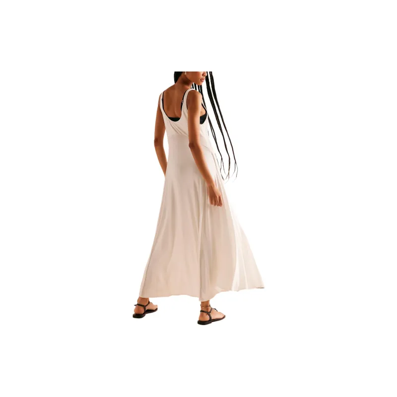 FREE PEOPLE Feliz Maxi Slip Dresses Women's Off White/Ecru-1