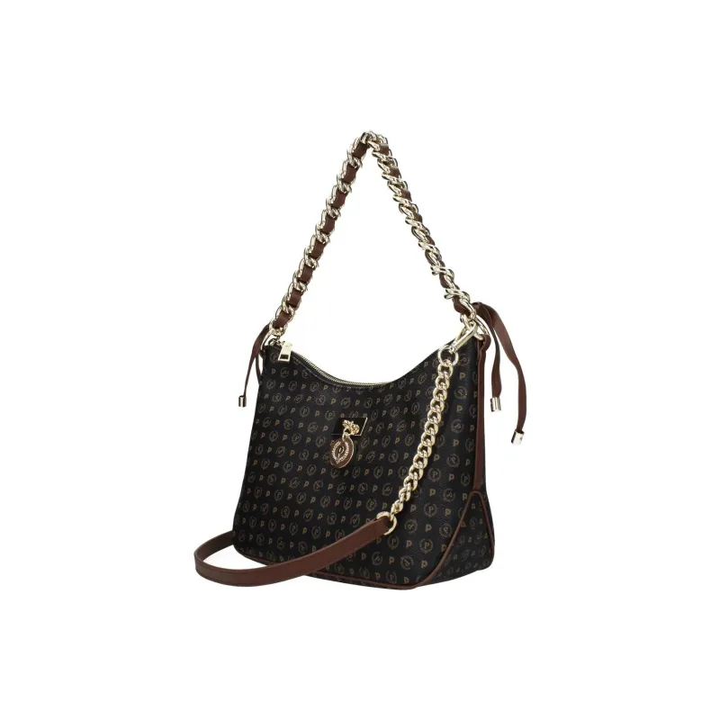 Pollini Leather One Shoulder Handbag Trumpets Women's Black Umber-1