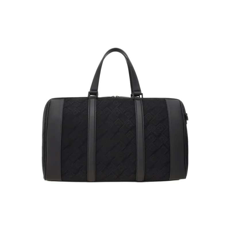 FERRAGAMO Fabric With Soft Calfskin Travel Bag Men's Black-2