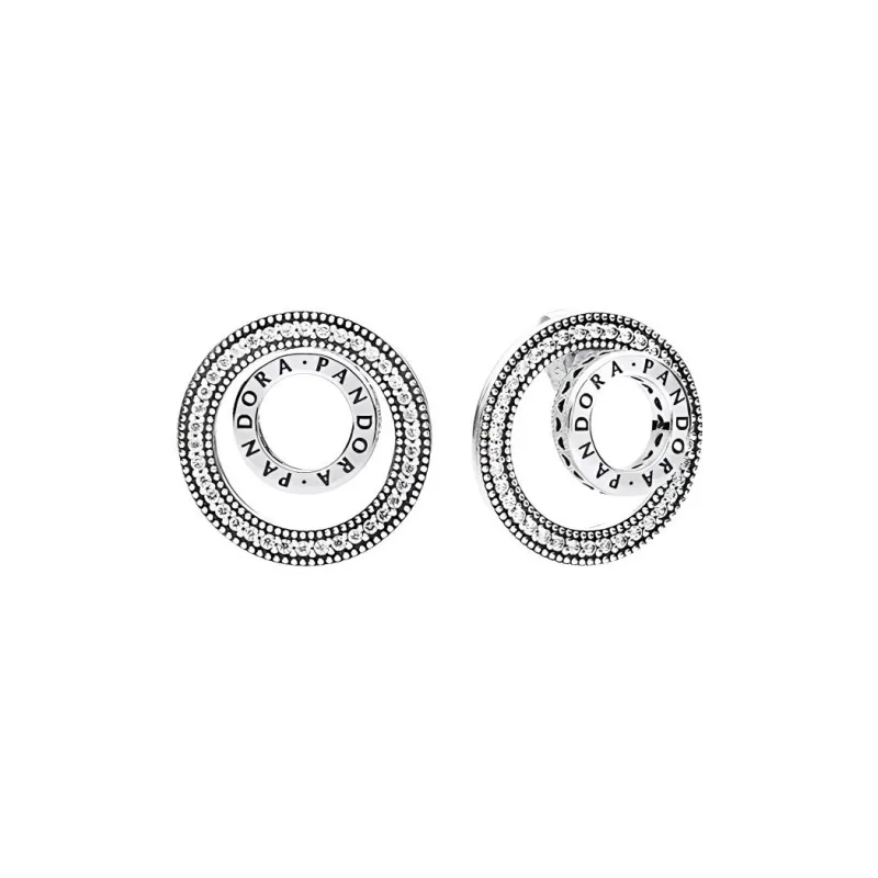Pandora 925 Sterling Silver Synthetic Cubic Zirconia Earrings Women's Silver-0