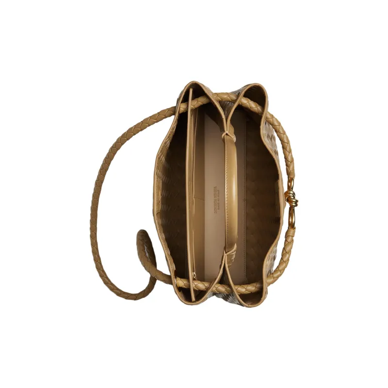 Bottega Veneta Andiamo Series Sheepskin Shoulder Bag, Crossbody Bag, Handbag Medium Size Women's Dark Nut Candy-3