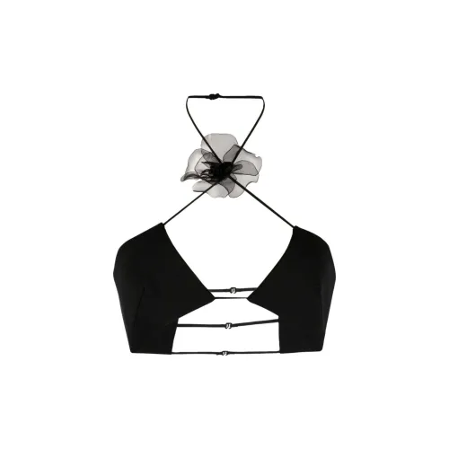 Nensi Dojaka Floral appliqué Halterneck Cropped Top