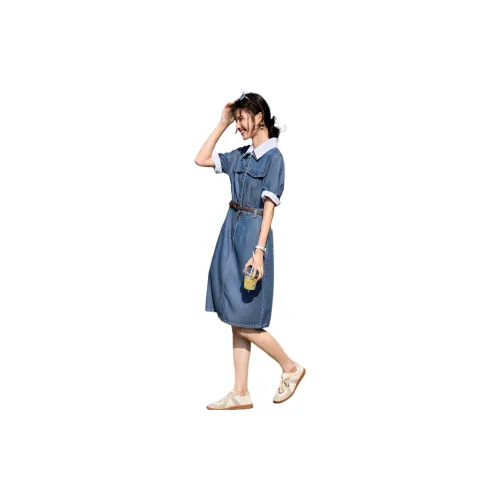 XWI Short-Sleeved Dresses Women's Denim Blue