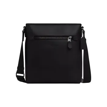 COACH Refined Pebble Leather With Smooth Calfskin Shoulder Bag, Crossbody Bag Medium Size Men's Black