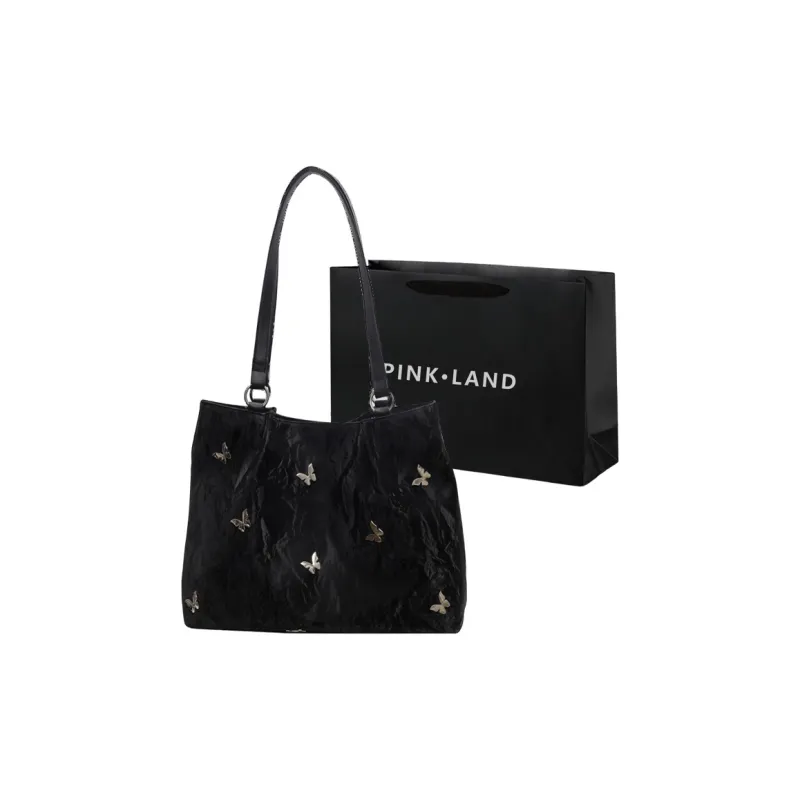 PINK·LAND PU Tote Bag Shopping Bag Shoulder Bags Women's Silver/Ecru/Blue Black-18