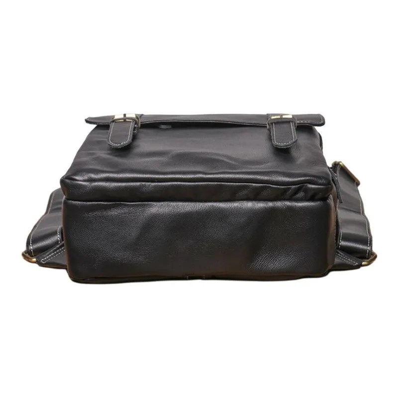 LARTIGENT Cow Leather Large Capacity Portable Computer Backpack Regular Men's Black-3