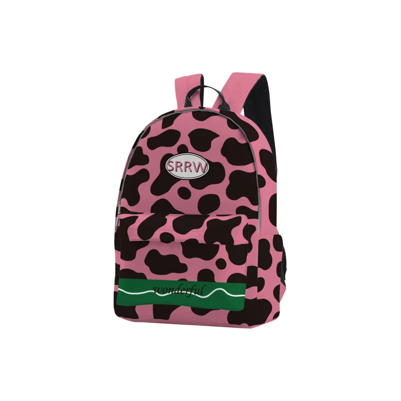 SRRW PU Student Backpack Regular Unisex Black Pink-2