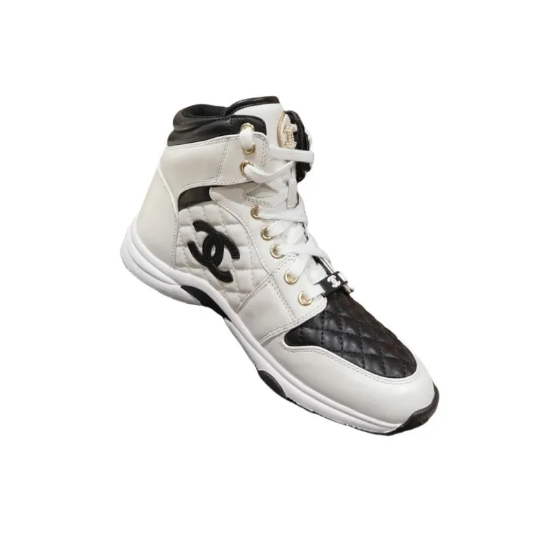 CHANEL High-Top Casual Shoes Women's White Black-3