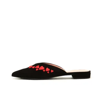 PrettyBallerinas Rubber Sole Slip-Resistant Wrap-toe Slippers Women's Black Red