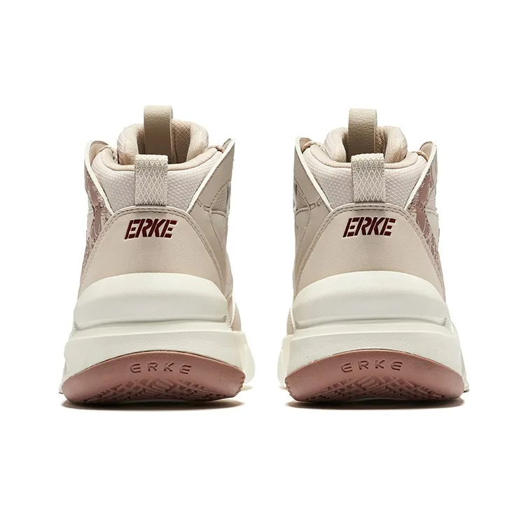 Erke Tang Palace Night Garden 3 Anti-Slip Wear-Resistant Mid-Top Skateboard Shoes Women's Brush Grey Cinnamon Pink-4