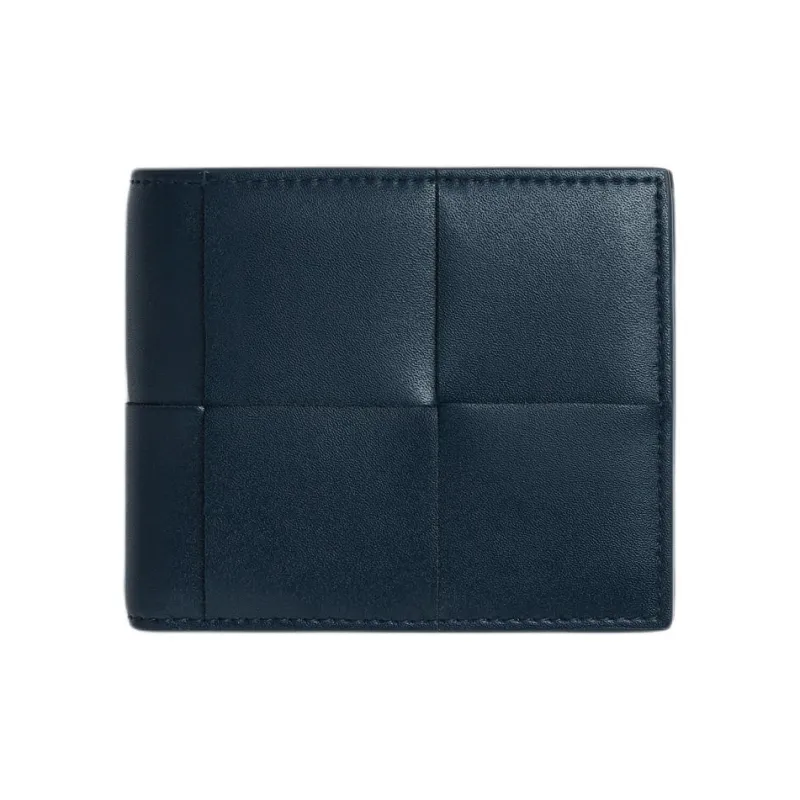 Bottega Veneta CASSETTE Calfskin Wallet Men's Dark Blue With Amber Accents-0