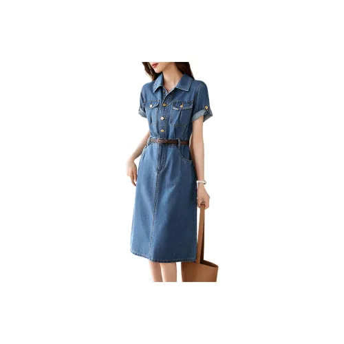 XWI Short-Sleeved Dresses Women's Denim Blue