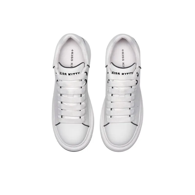 Kiss Kitty Breathable Height Increasing Low-Top Skateboard Shoes Women's White/Black-4