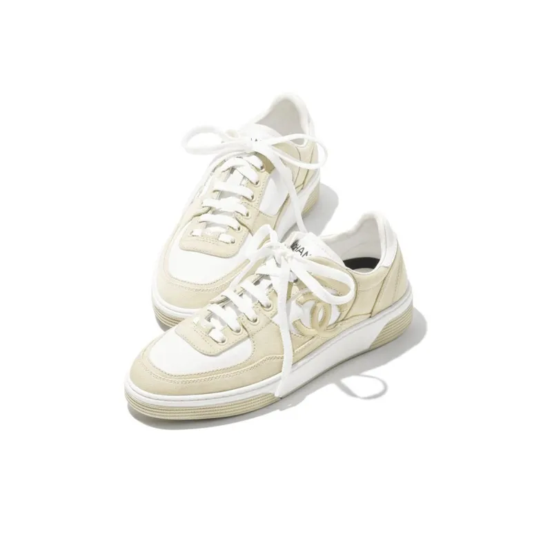 CHANEL 24S Low Top Skateboard Shoes Women's Beige-3