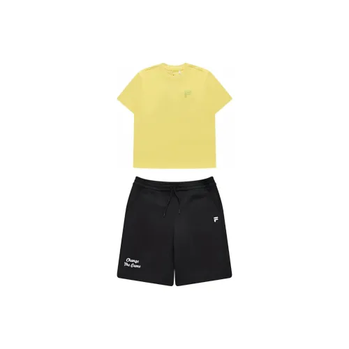 FILA FUSION Casual Sportswear Unisex Yellow+Black Set