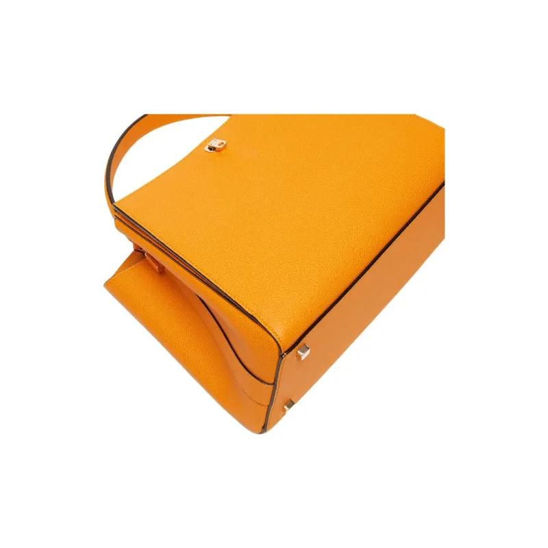 Valextra Brera Millepunte Calfskin Shoulder Bag Crossbody Bag Handbag Medium Size Women's Saffron Yellow-4