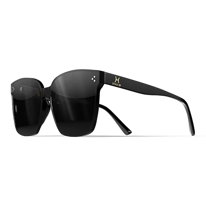LOHO Plate Frame Square Classic Black Super Cool Photography Sunglasses Unisex Black Tea Brown-1