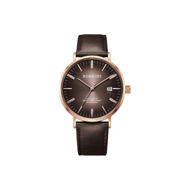 ROSSINI Automatic Mechanical Movement Genuine Leather Strap Watch Men's Watches Black Dial-10