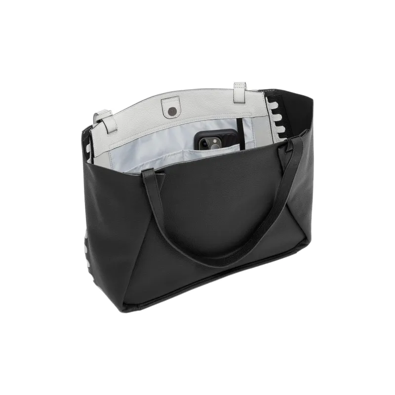 TUMI Leather Tote Bag Shopping Bag Handbag Shoulder Bag Women's Gray Black-2