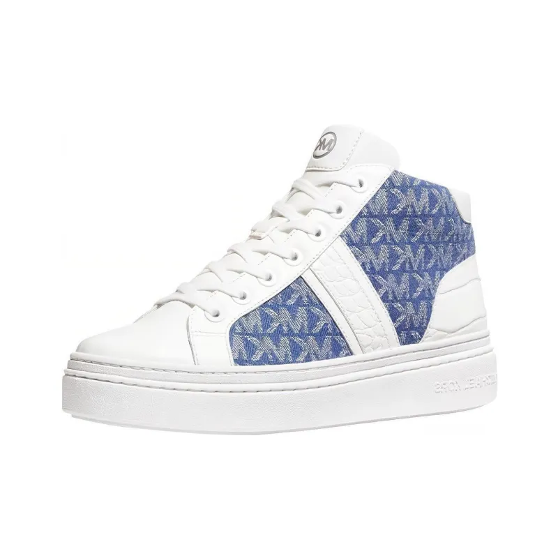 MICHAEL KORS Chapman Mid-Top Casual Shoes Women's Pure White With Denim Blue-2