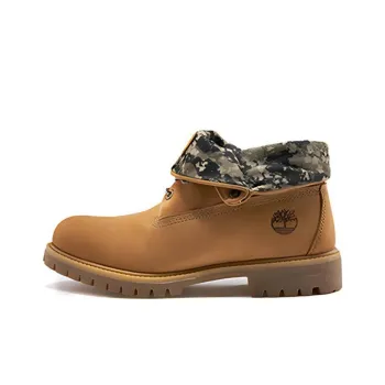 Timberland Roll Top Fabric Double-Slit Flip Boots Loose Fit Wear-Resistant Ankle-Length Outdoor Boots Men's Wheat