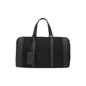 FERRAGAMO Fabric With Soft Calfskin Travel Bag Men's Black
