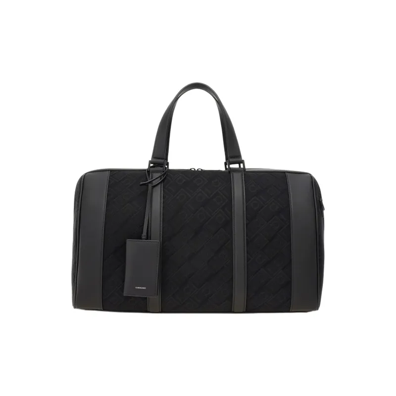FERRAGAMO Fabric With Soft Calfskin Travel Bag Men's Black-0