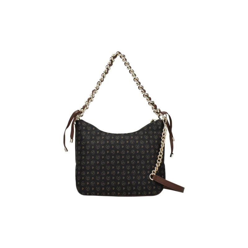 Pollini Leather One Shoulder Handbag Trumpets Women's Black Umber-2