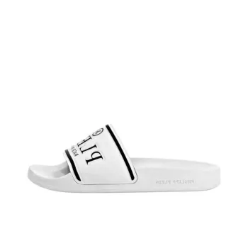 PHILIPP PLEIN PU Polyurethane Slip-Resistant Slide Slippers Unisex White