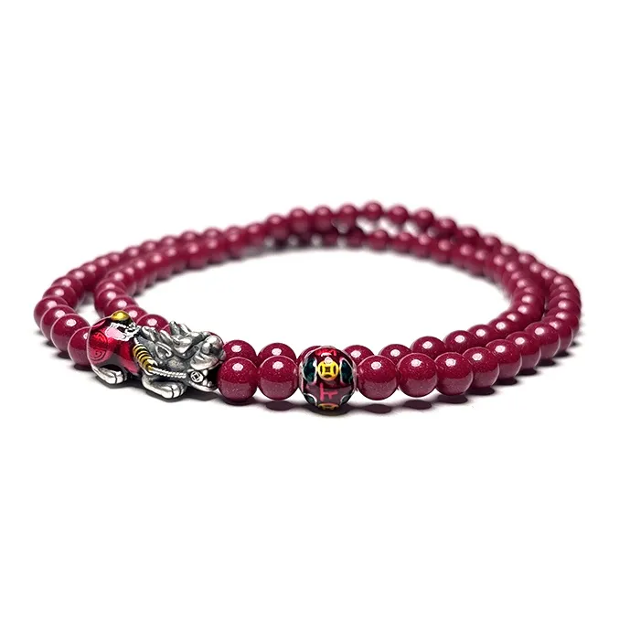 MOUNTAINS AND MANS Cinnabar Auspicious Beaded Bracelet Unisex-4