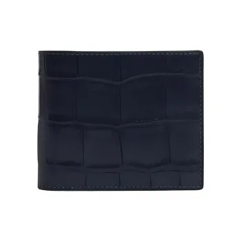 COACH 3 IN 1 Wallet Crocodile Embossed Leather Bonded Calfskin 3-in-1 Wallets Mini Men's Bronze & Midnight Navy