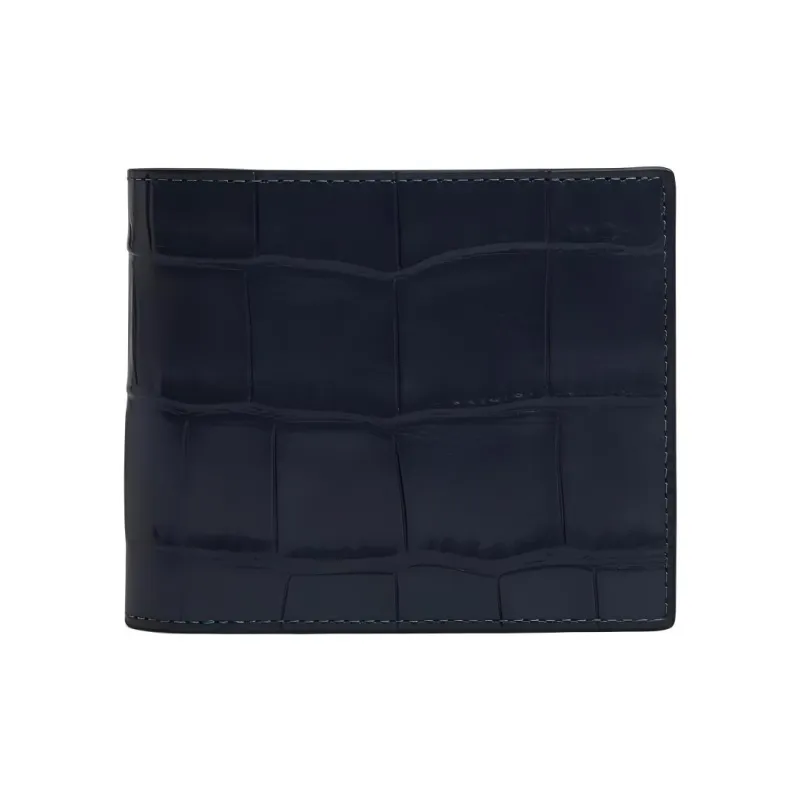 COACH 3 IN 1 Wallet Crocodile Embossed Leather Bonded Calfskin 3-in-1 Wallets Mini Men's Bronze & Midnight Navy-0