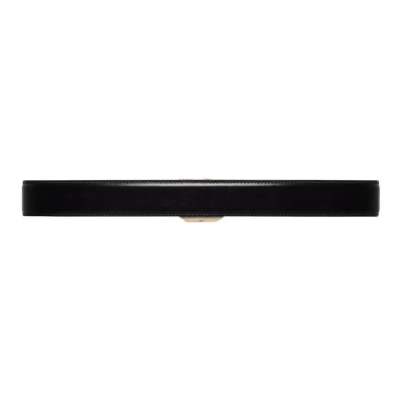 GUCCI Logo Emblem, Pin Buckle Leather Belts Women's Black 3cm-1