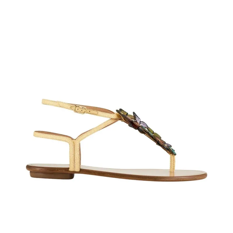 AQUAZZURA Papillon Strap Sandals Women's Gold-1