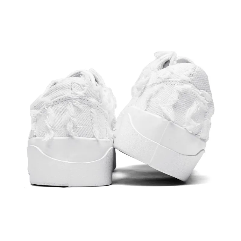 YIVELOVE Anti Slip Wear Resistant Breathable Lightweight Low Top Canvas Shoes Unisex White-4