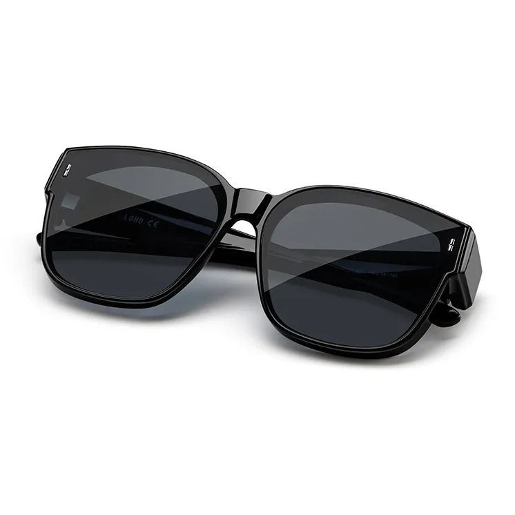LOHO TR90 Square Large Frame Sunglasses For A Slimmer Face Appearance Unisex Black-8