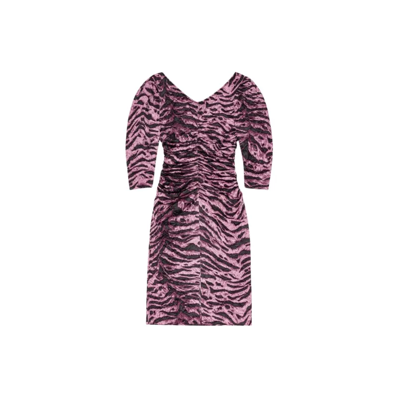 GANNI Tiger print Crinkled Midi Dress-1