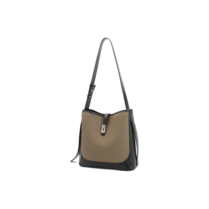 BELLE Premium Texture Shoulder Bag Medium Size Women's Solid Color Plain-1