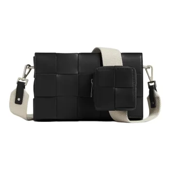 Bottega Veneta CASSETTE Calfskin 2 in 1 Shoulder Bag, Crossbody Bag Medium Size Men's Black