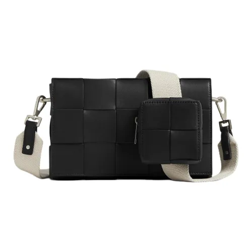 Bottega Veneta CASSETTE Calfskin 2 in 1 Shoulder Bag, Crossbody Bag Medium Size Men's Black