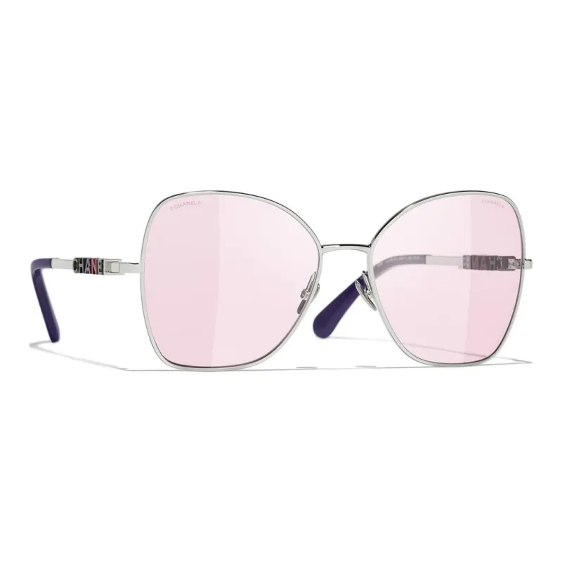 CHANEL Metal Butterfly Sunglasses Unisex Silver-2